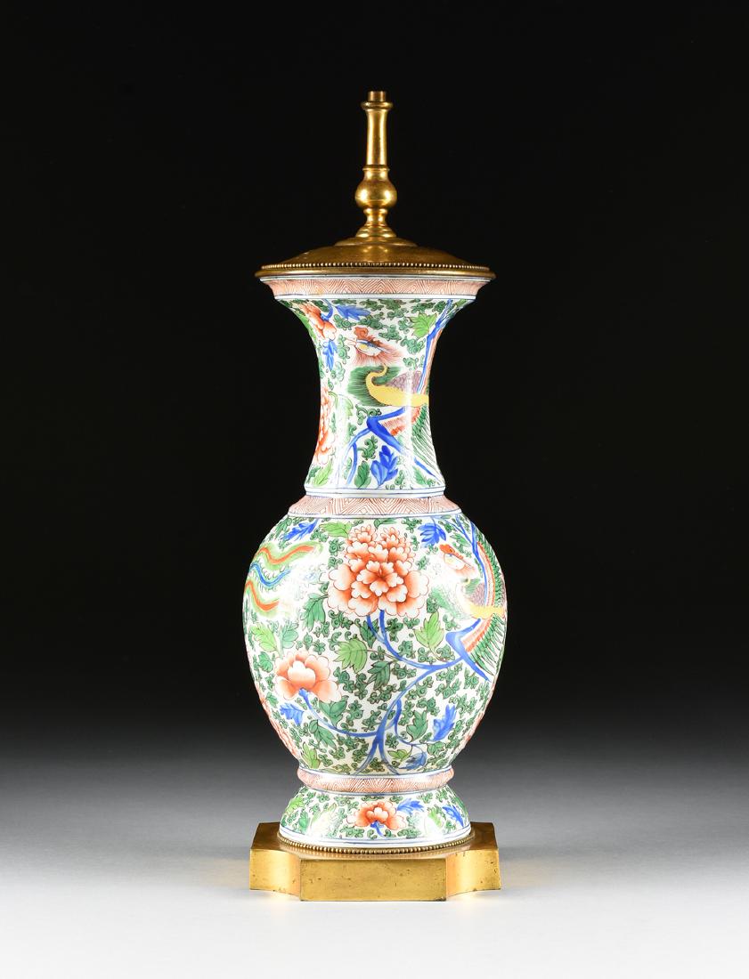 A CHINESE EXPORT FAMILLE VERTE BRASS PATINATED BRONZE (1 of 8)