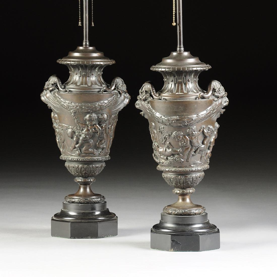 A PAIR OF NEOCLASSICAL STYLE PATINATED BRONZE VASE (1 of 10)