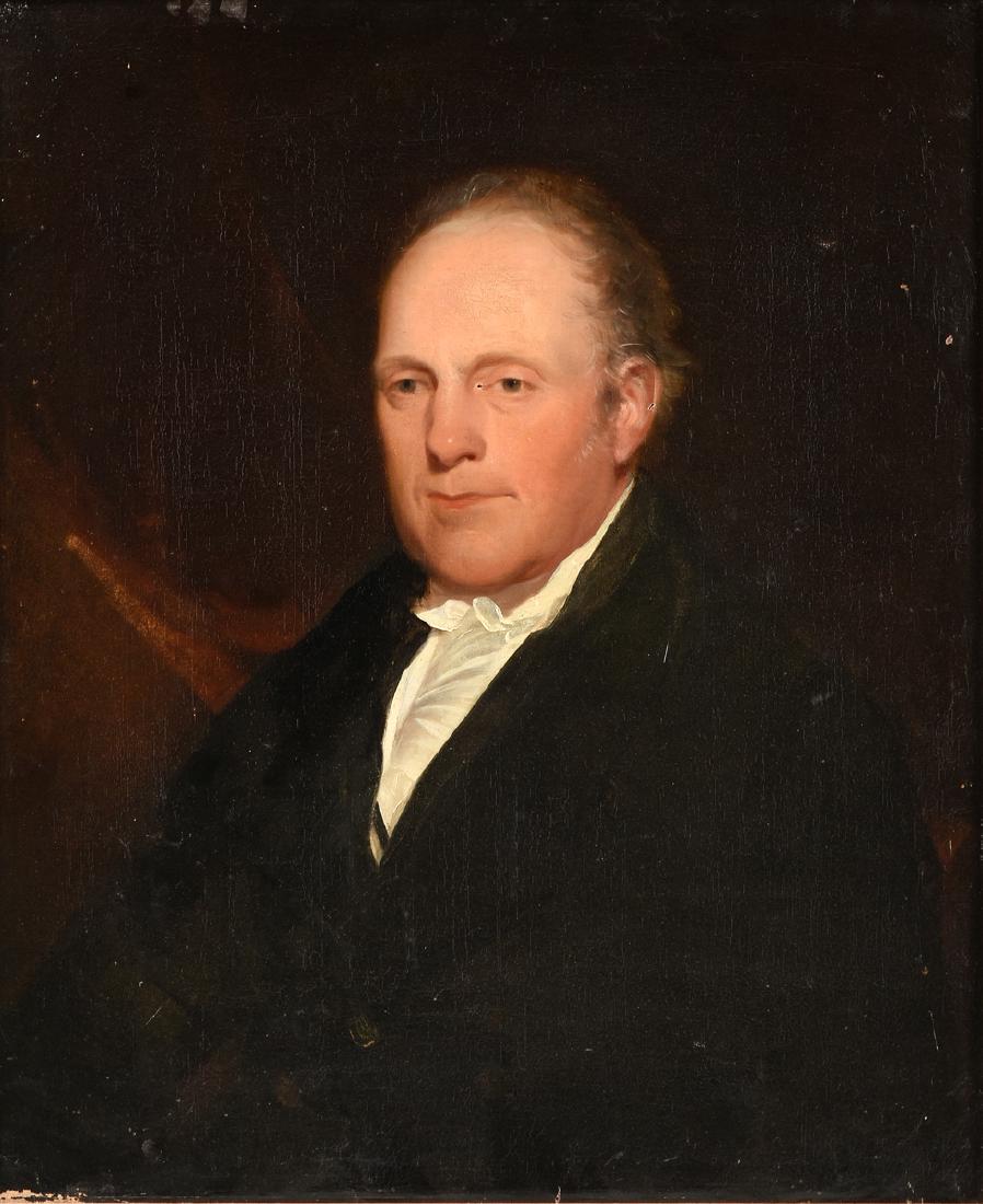 BRITISH SCHOOL (19th Century) A PAINTING, "Portrait of: BRITISH SCHOOL (19th Century) A PAINTING, "Portrait of a Gentleman 'John Sedenham, Rector of Brushford' 1959," oil on canvas. 30" x 25"