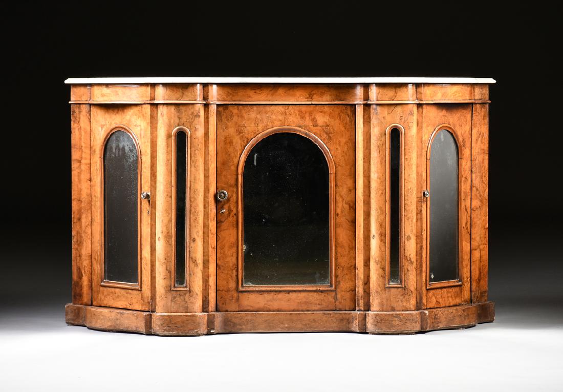 A RENAISSANCE REVIVAL BURL BLACK WALNUT MIRRORED MARBLE (1 of 13)
