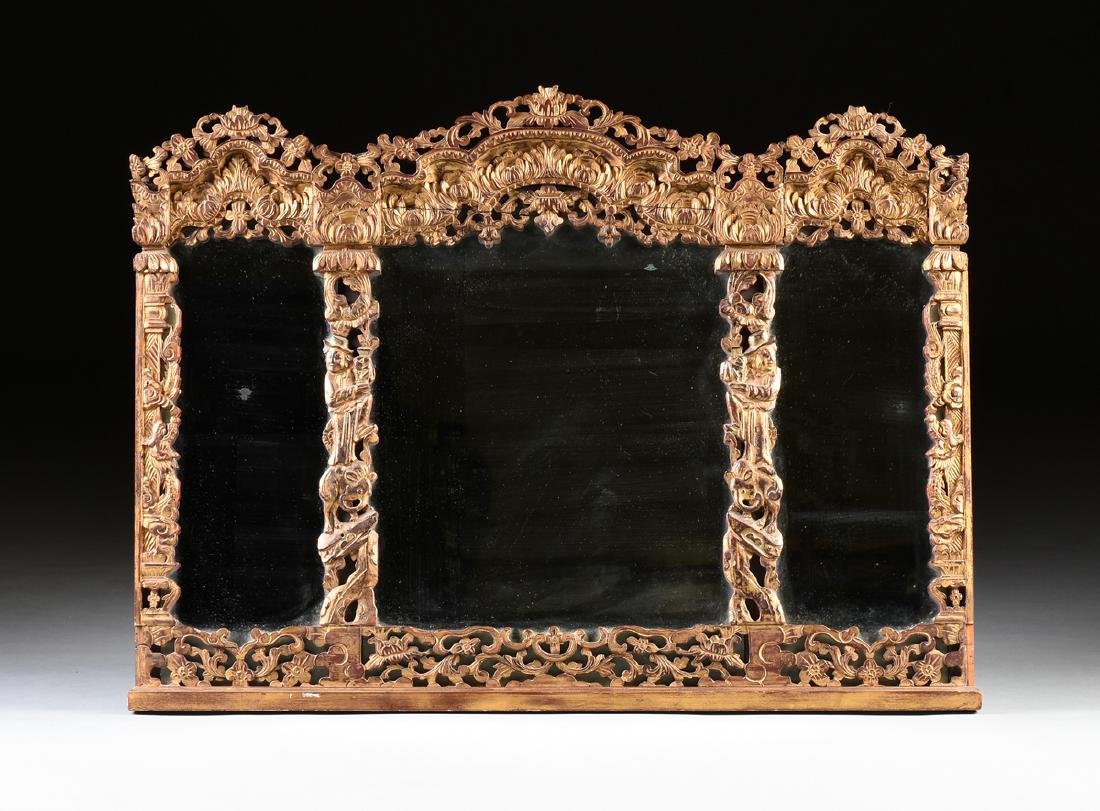 A CHINESE QING DYNASTY STYLE PARCEL GILT LACQUERED (1 of 9)