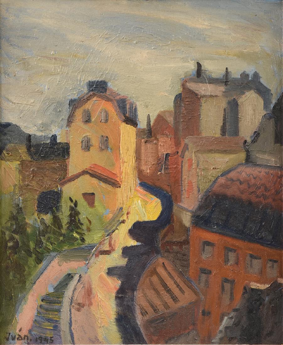 After JUAN ALCALDE (Spain b. 1918) A PAINTING, "A Bend (1 of 9)