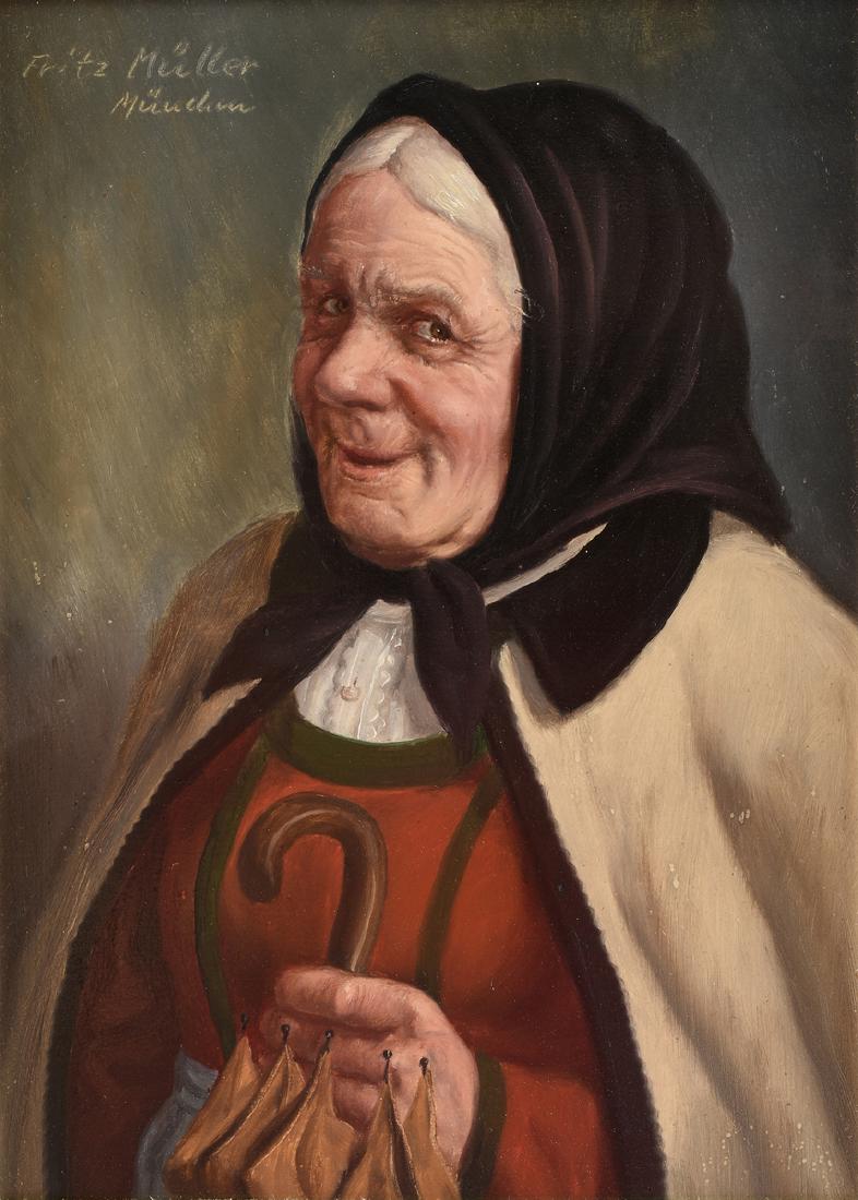 FRITZ MULLER (German 1913-1972) A PAINTING, "Portrait (1 of 9)