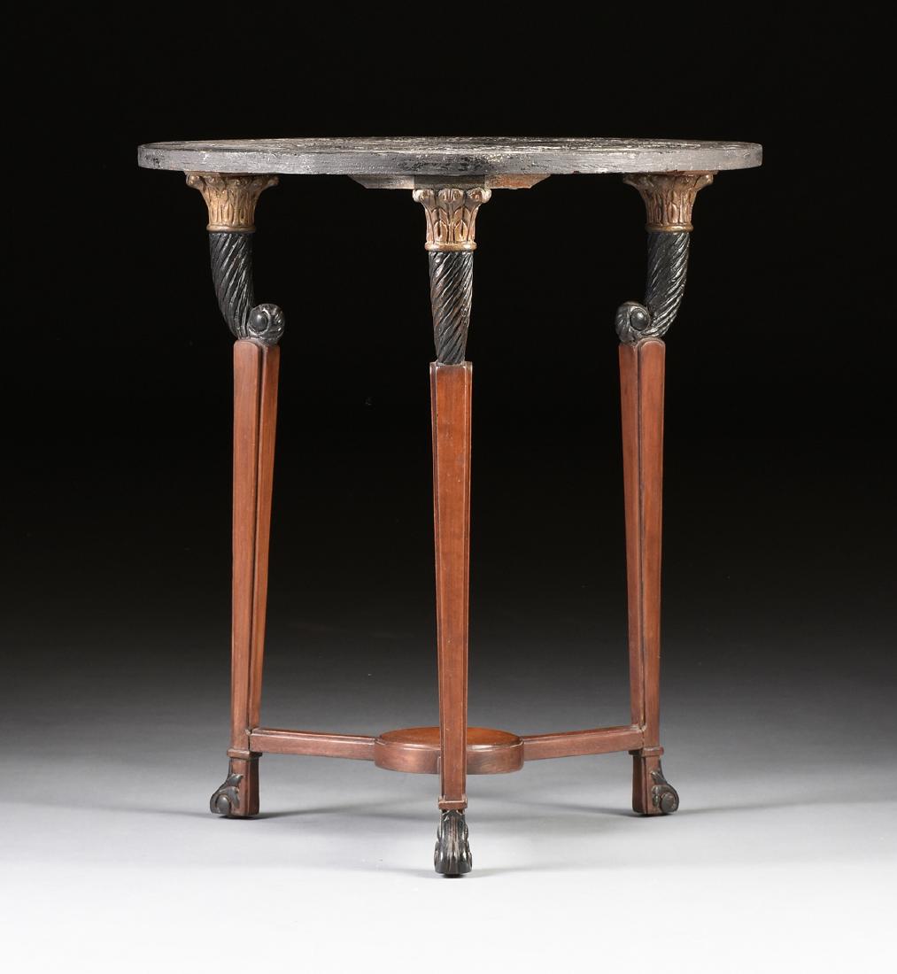 A TRANSITIONAL ART DECO PARCEL GILT EBONIZED GESSO AND (1 of 5)