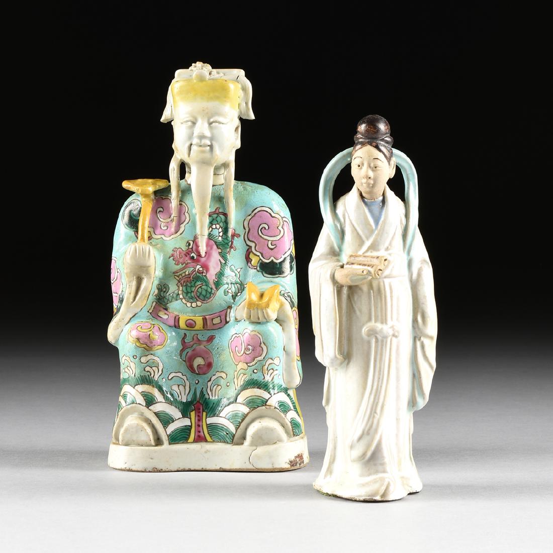 A GROUP OF TWO CHINESE PORCELAIN FIGURES, MODERN, (1 of 11)