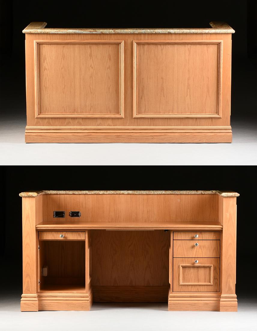 A MODERN LIGHT STAINED OAK AND GIALLO VENEZIANO GRANITE (1 of 9)