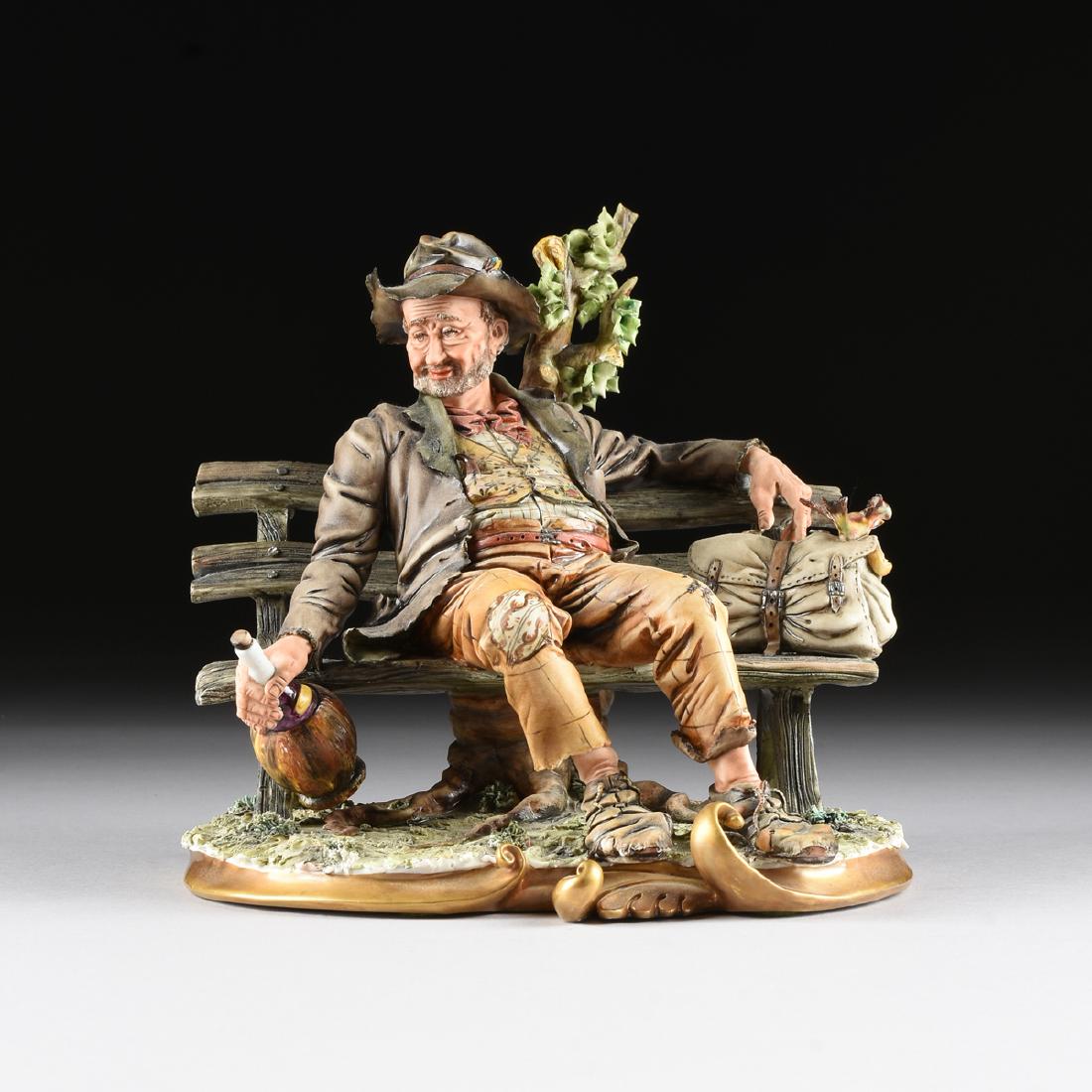 A CAPODIMONTE STYLE PORCELAIN FIGURAL GROUP, "TRAMP ON (1 of 10)