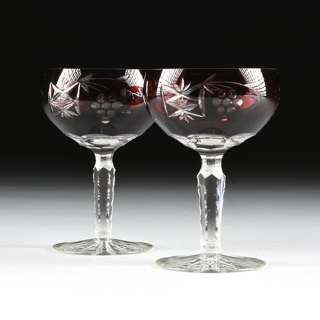 A PAIR OF ECHT BLEIKRISTALL RUBY CUT TO CLEAR CHAMPAGNE (1 of 6)