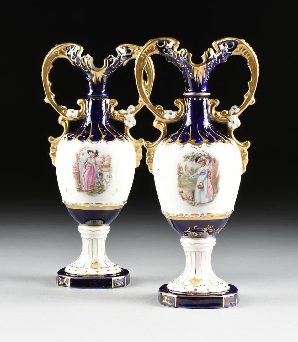 A PAIR OF ROYAL DUX GILT AND TRANSFER PRINT DECORATED (1 of 15)