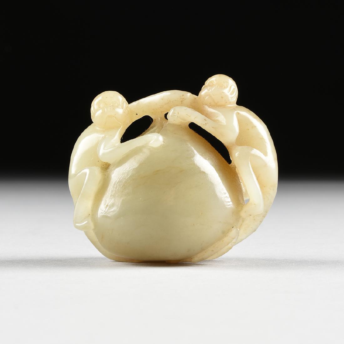A PALE GREEN NEPHRITE JADE FIGURAL CARVING, CHINESE, (1 of 8)