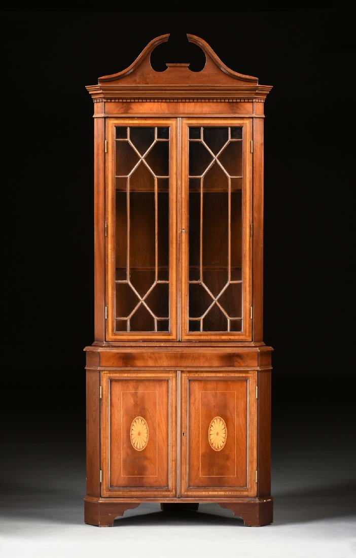 A GEORGE III STYLE SATINWOOD INLAYED MAHOGANY CORNER (1 of 10)
