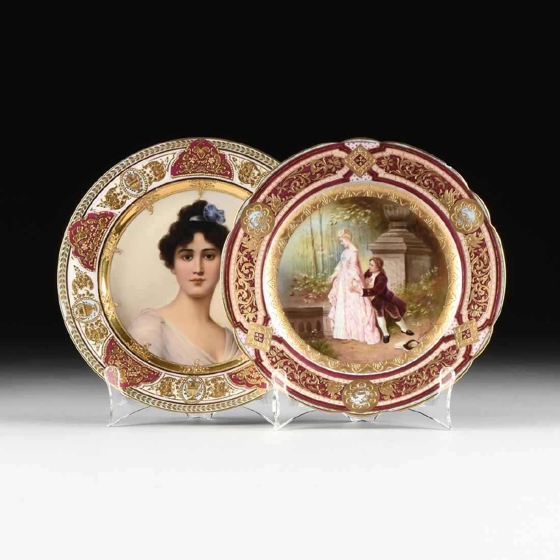 A GROUP OF TWO ROYAL VIENNA STYLE PORCELAIN PORTRAIT (1 of 12)