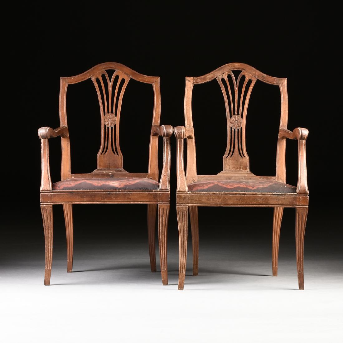 A PAIR OF ITALIAN HEPPLEWHITE STYLE CARVED MAHOGANY (1 of 9)
