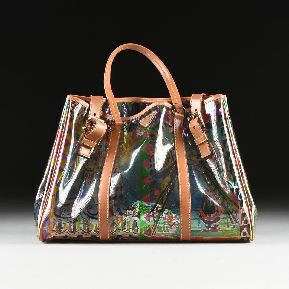 AN ITALIAN PRADA PRINTED CLEAR VINYL AND CALFSKIN (1 of 7)