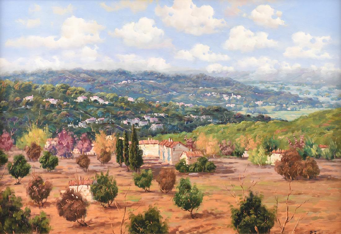 A PAINTING, "Tuscan Valley with Houses," MODERN, (1 of 12)