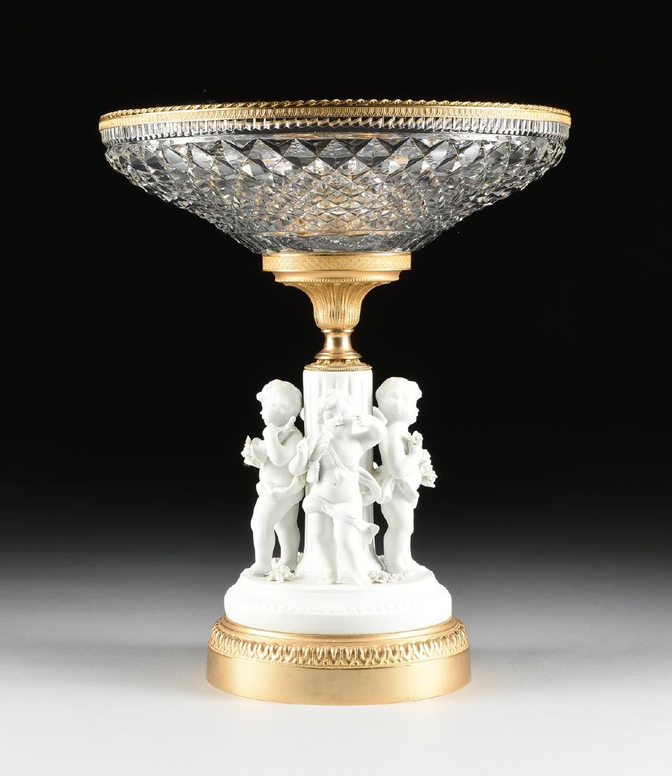 A FRENCH GILT BRONZE MOUNTED CUT CRYSTAL AND BISQUE (1 of 9)