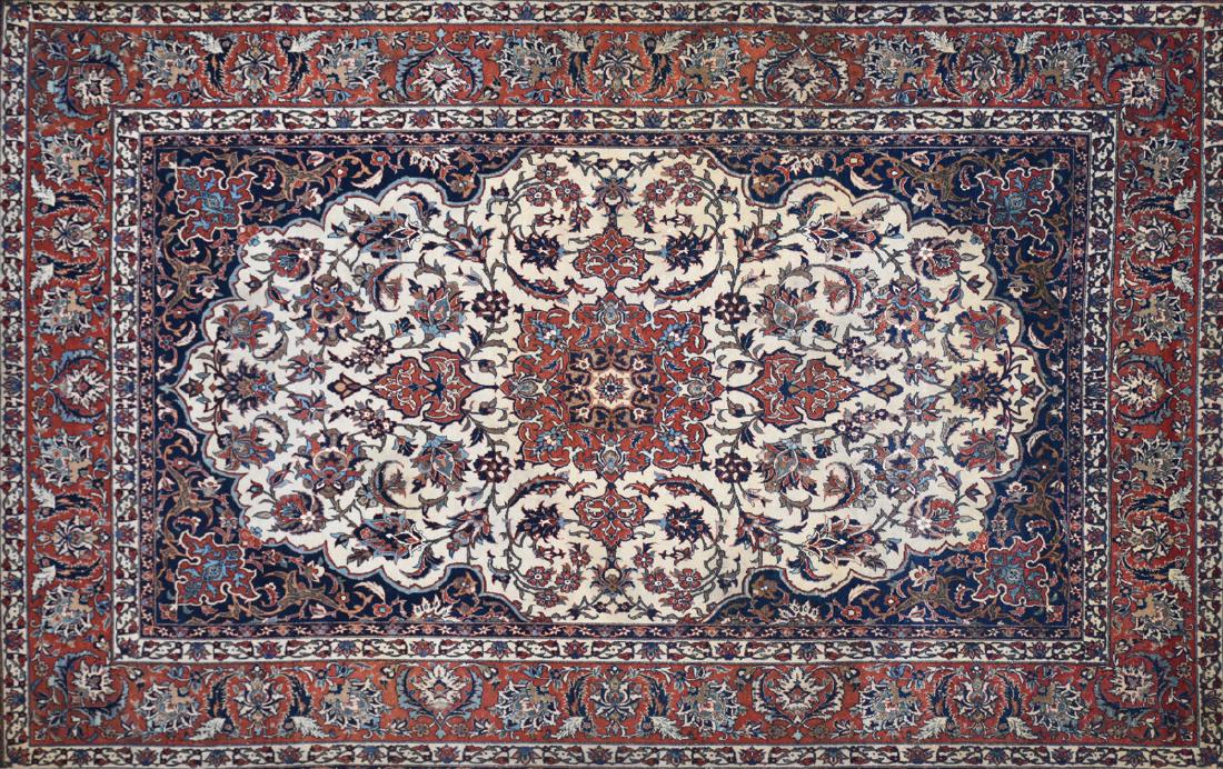 A PERSIAN HAND KNOTTED SILK AND WOOL RUG, NAIN, CENTRAL (1 of 3)
