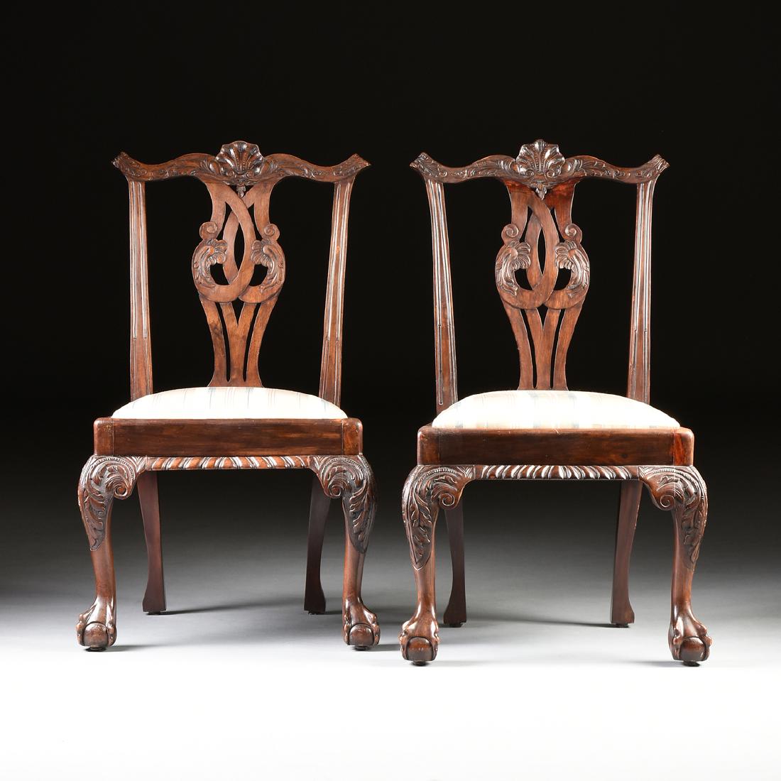 A PAIR OF AMERICAN CHIPPENDALE STYLE CARVED WALNUT (1 of 11)