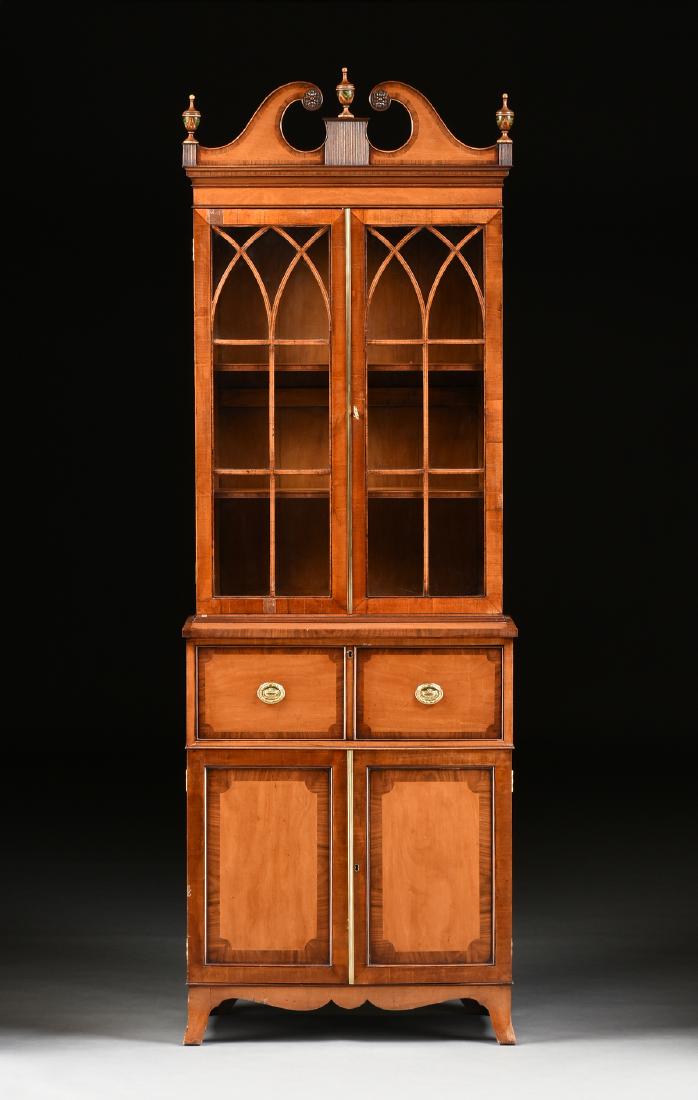 A HEPPLEWHITE STYLE INLAID ROSEWOOD AND MAPLE SECRETARY (1 of 13)