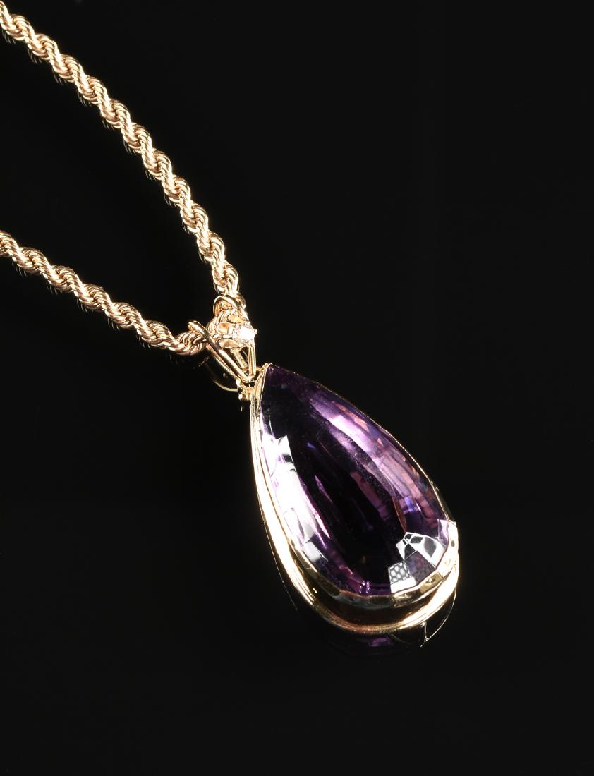 A 14K YELLOW GOLD AND AMETHYST LADY'S PENDANT, (1 of 3)