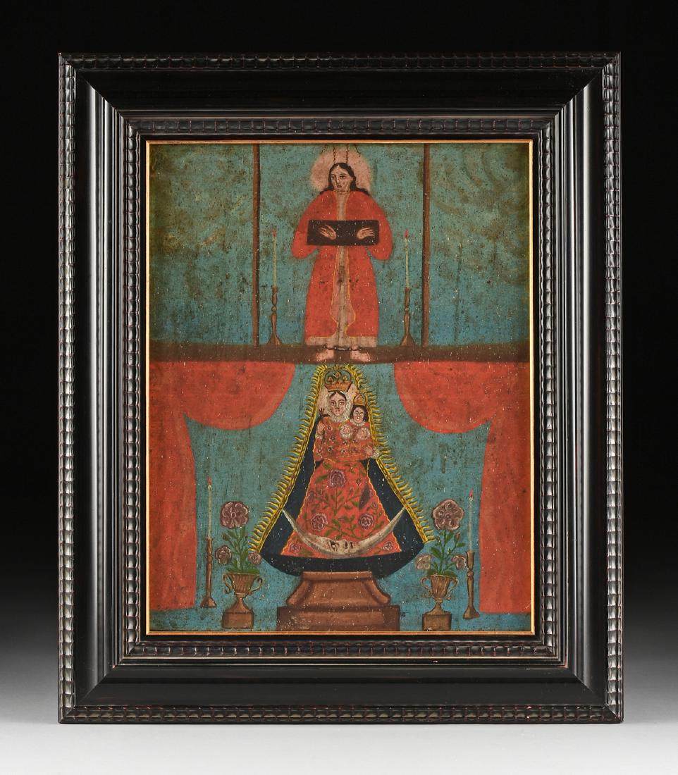 A MEXICAN RETABLO OF THE VIRGIN MARY, 19TH CENTURY, (1 of 11)