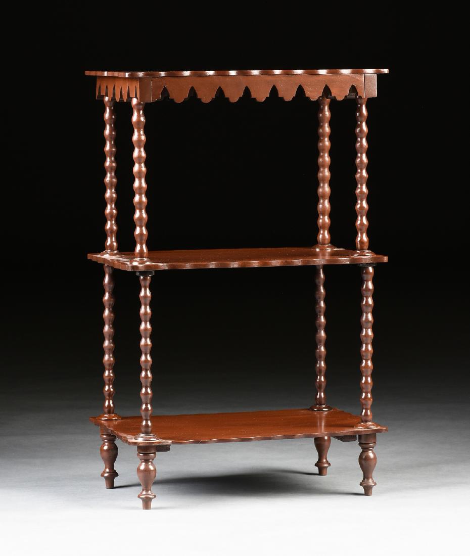 A COLONIAL WEST INDIAN TURNED CUBAN MAHOGANY ÉTAGÈRE, (1 of 5)