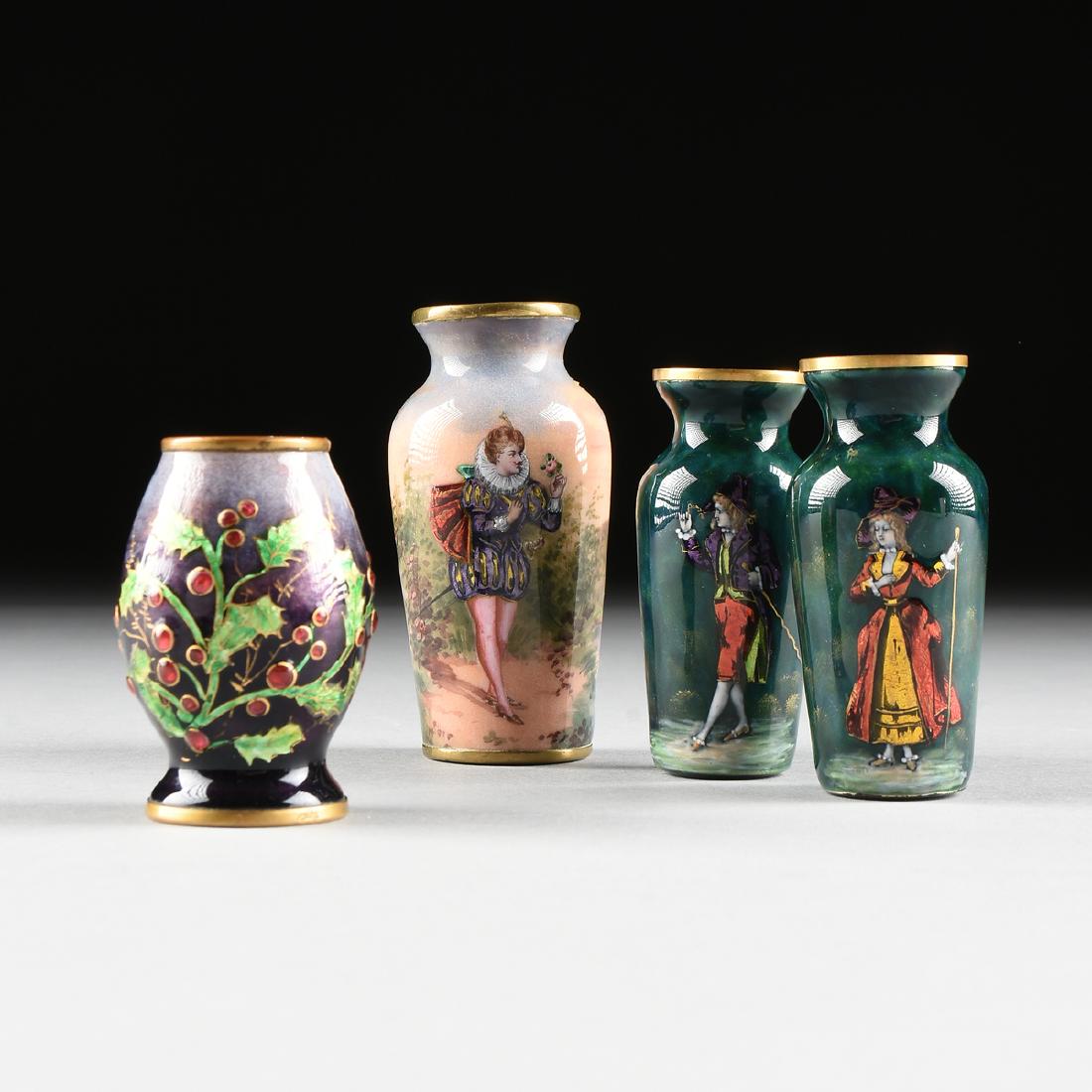 A GROUP OF FOUR CONTINENTAL ENAMELED GILT METAL BUD (1 of 12)