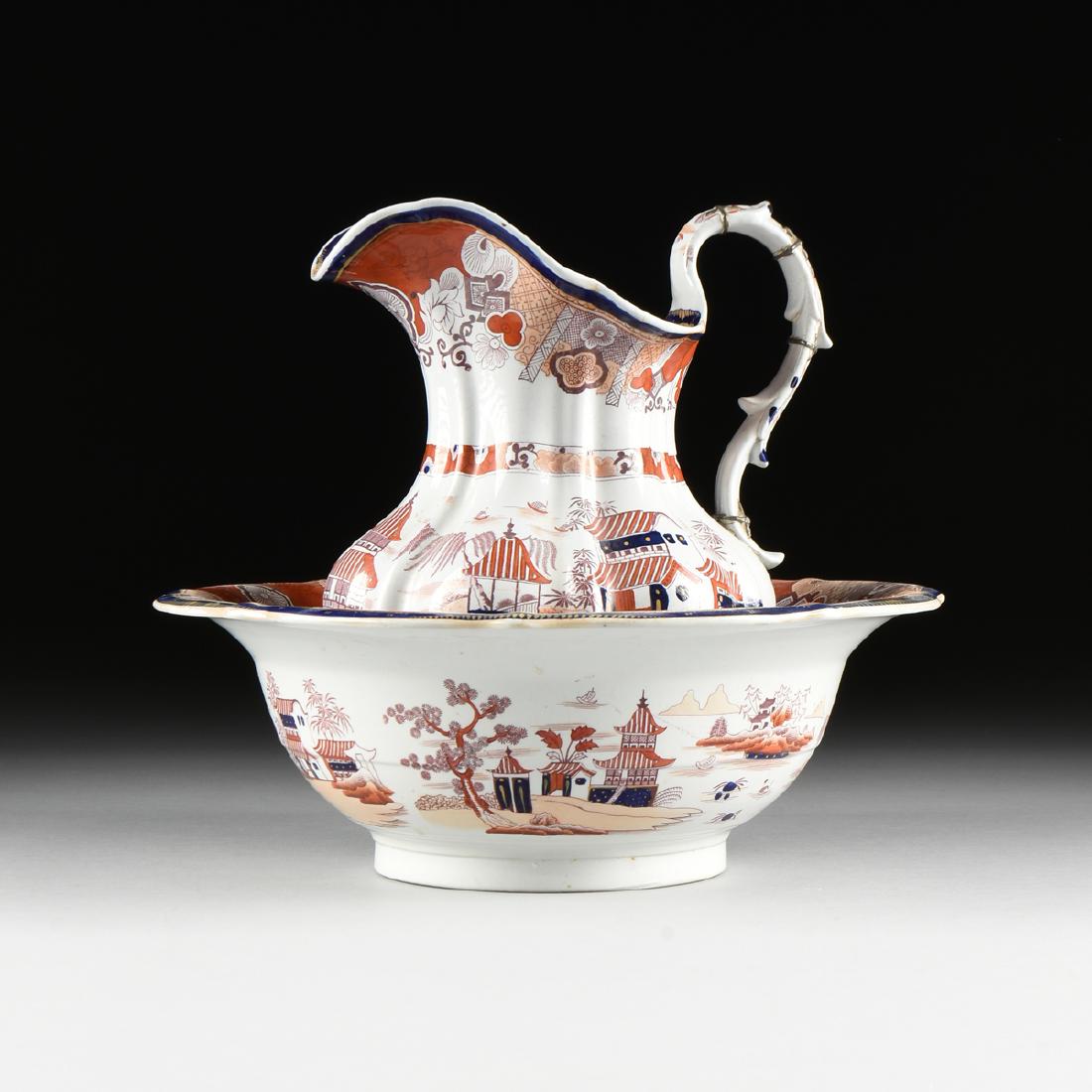 A GROUP OF TWO IMARI STYLE GAUDY IRONSTONE CHINAWARE, (1 of 12)