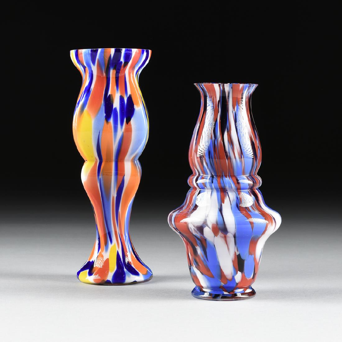 A GROUP OF TWO CZECH CASED SPATTER GLASS VASES, CIRCA (1 of 12)