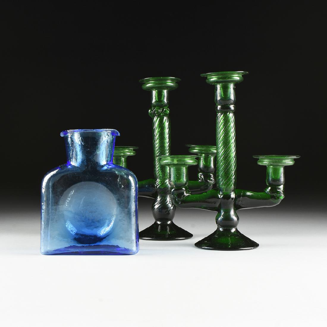 A GROUP OF THREE COLORED GLASS ITEMS, NORTH AMERICAN, (1 of 10)