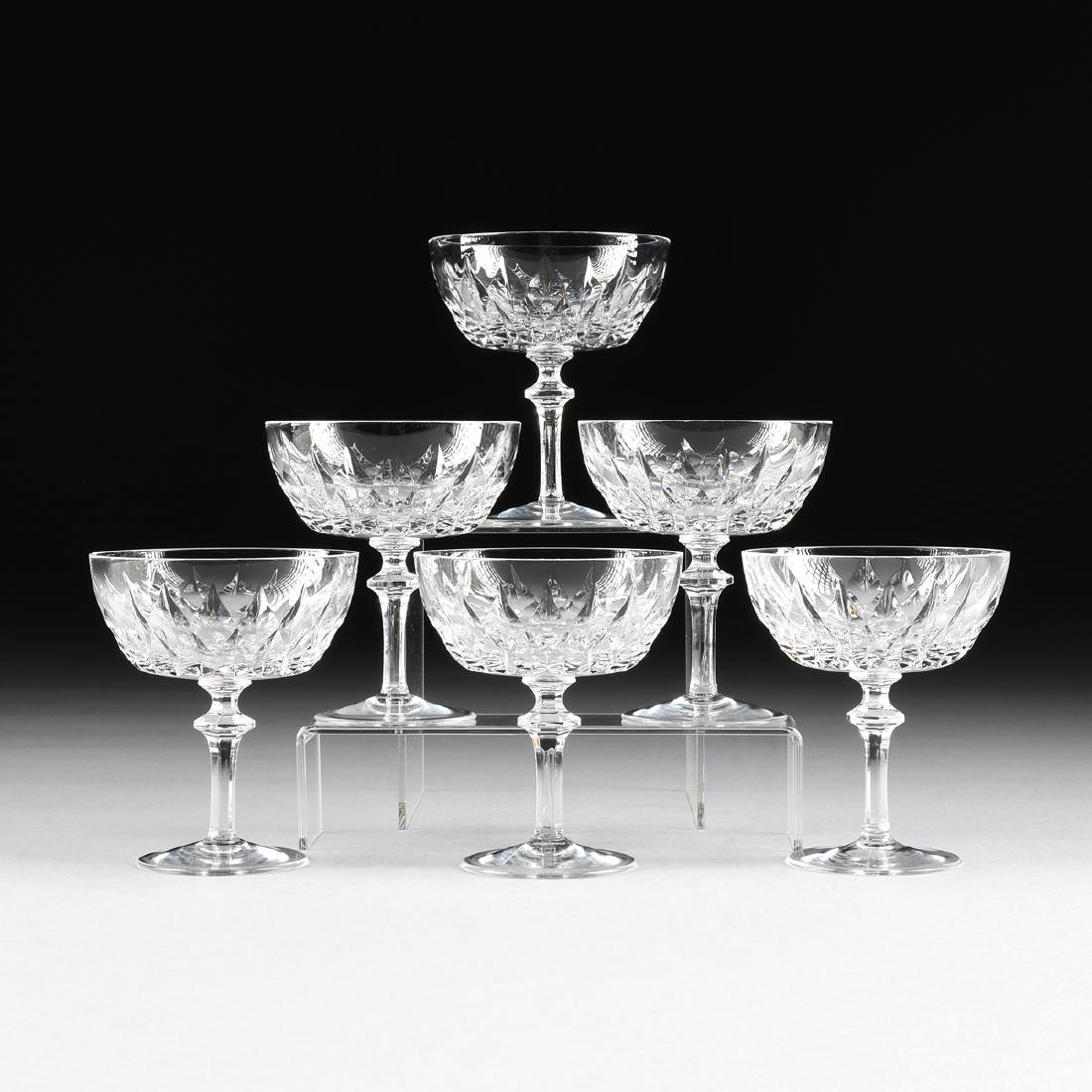 A SET OF SIX GORHAM CUT CRYSTAL CHAMPAGNE COUPES / TALL (1 of 6)