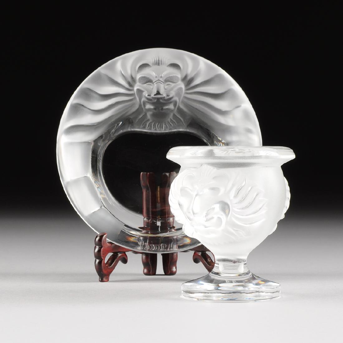 TWO LALIQUE CRYSTAL SMOKING ACCESSORIES, "TETE DE (1 of 10)