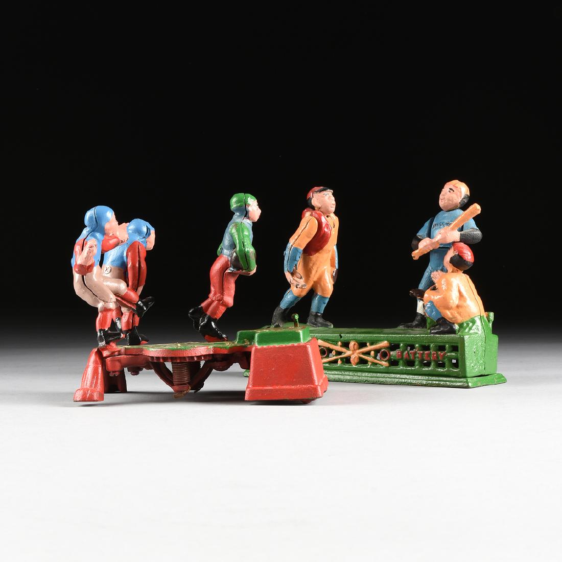 A GROUP OF TWO REPRODUCTION PAINTED CAST IRON (1 of 14)