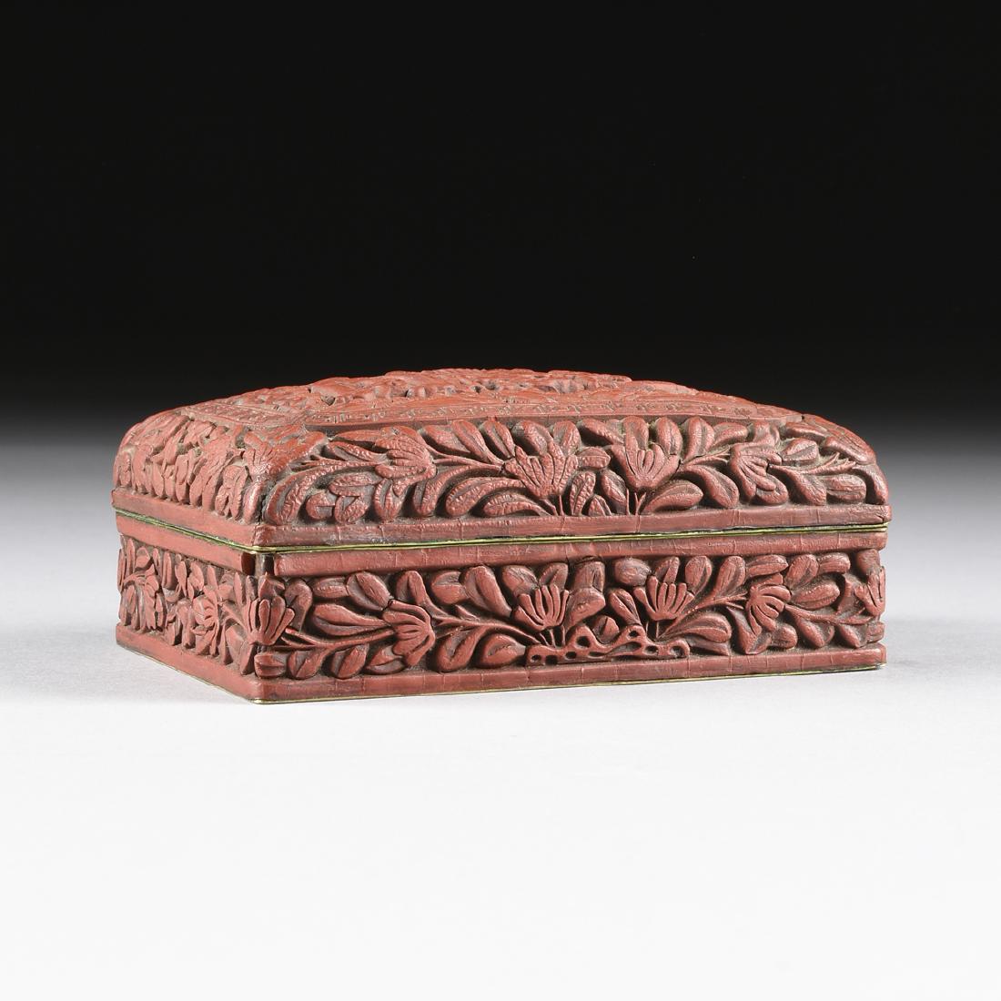 A VINTAGE CHINESE CARVED CINNABAR BOX, EARLY 20TH (1 of 7)