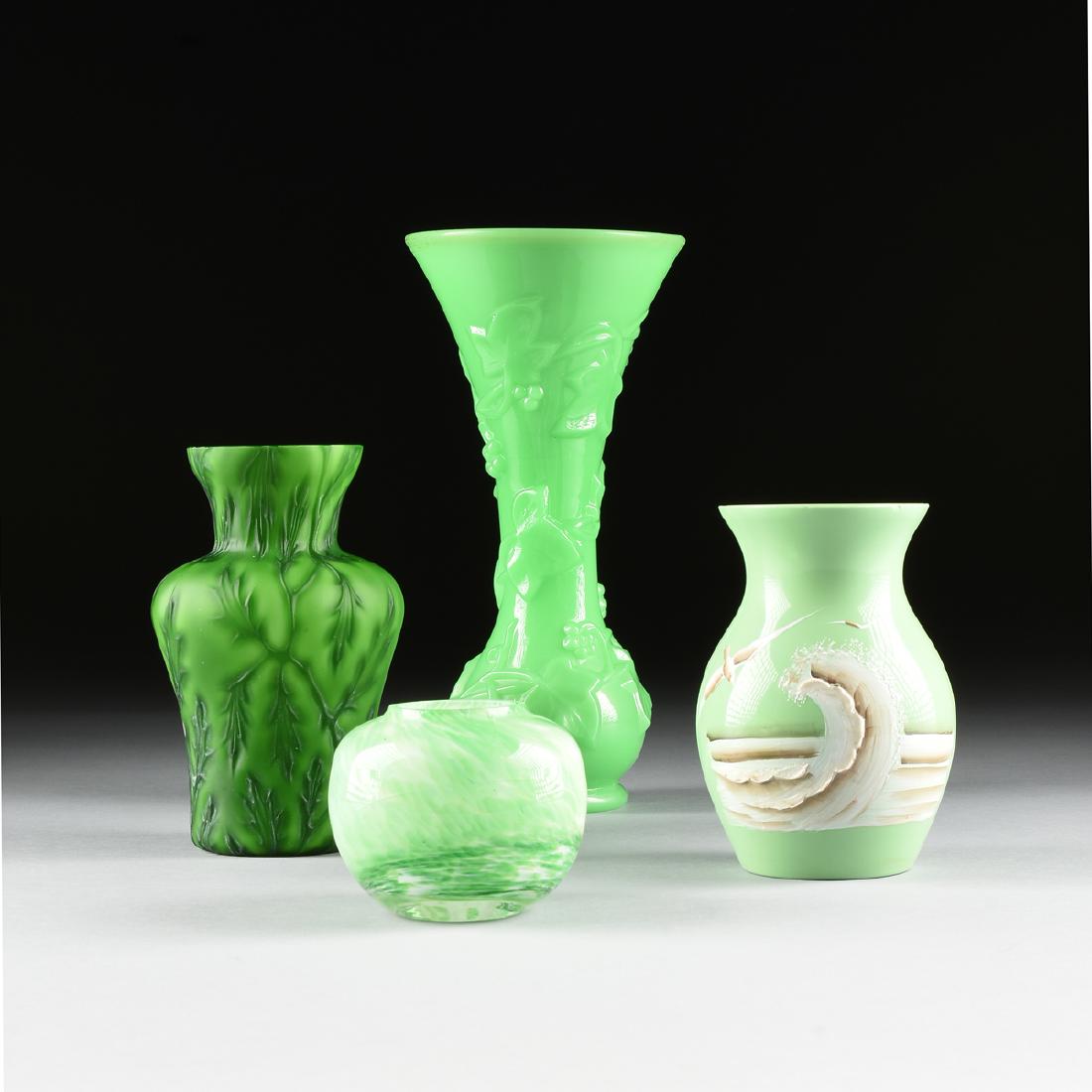 A GROUP OF FOUR ART GLASS VASES, 20TH CENTURY, (1 of 13)