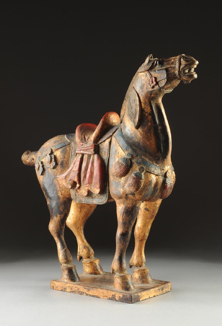 A CHINESE TANG DYNASTY STYLE POLYCHROME DECORATED AND (1 of 5)