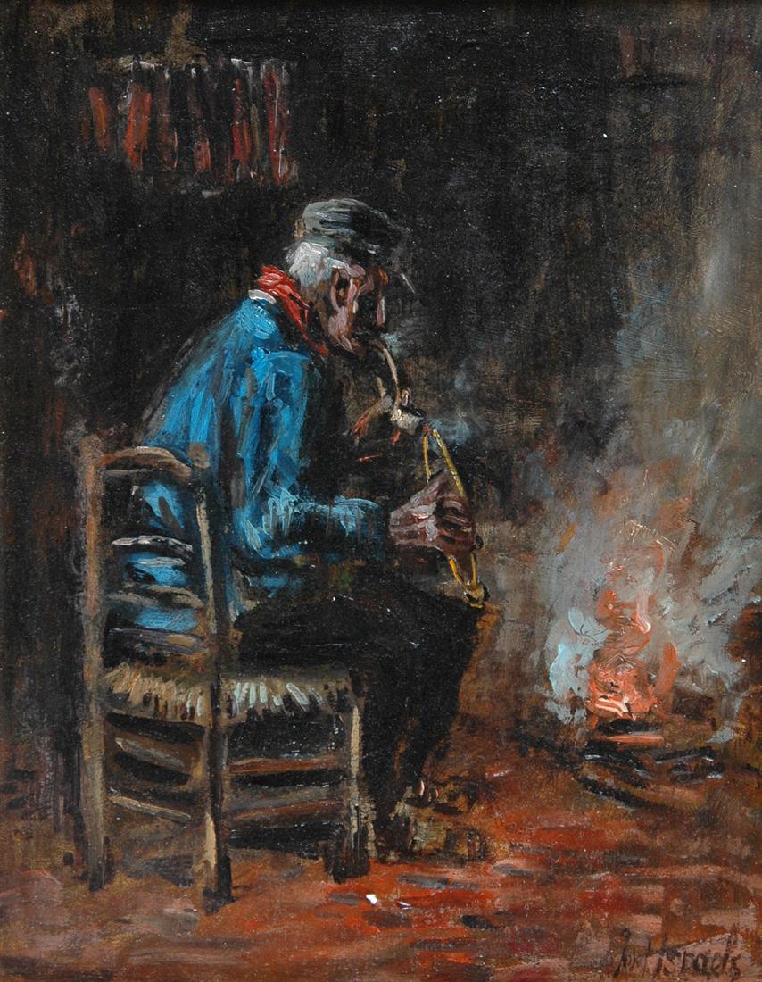 JOSEPH ISRAELS (Dutch 1824-1911) A PAINTING, "Lighting (1 of 6)