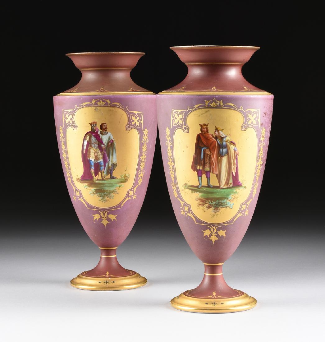 A PAIR OF GOTHIC REVIVAL PARCEL GILT AND POLYCHROME (1 of 9)