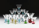 A GROUP OF EIGHTEEN CLEAR AND COLORED CRYSTAL STEMS,