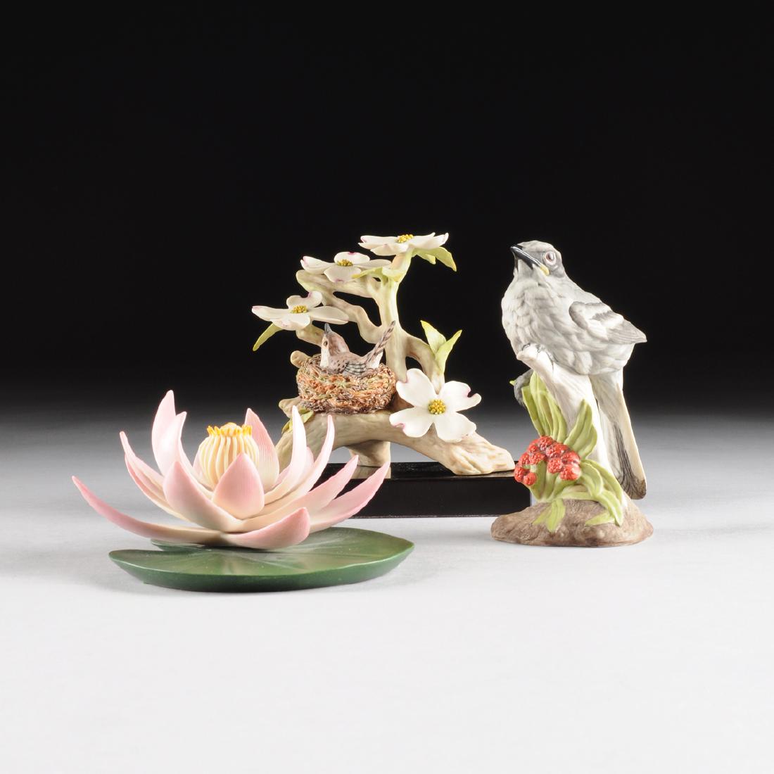 A GROUP OF THREE AMERICAN POLYCHROME PAINTED PORCELAIN (1 of 13)