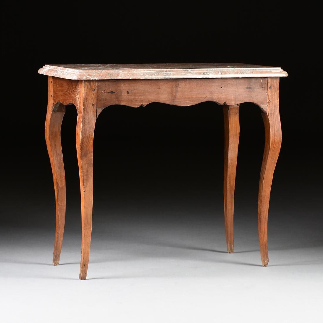 A VERNACULAR LOUIS XV STYLE CARVED ELM MARBLE TOP SIDE (1 of 6)