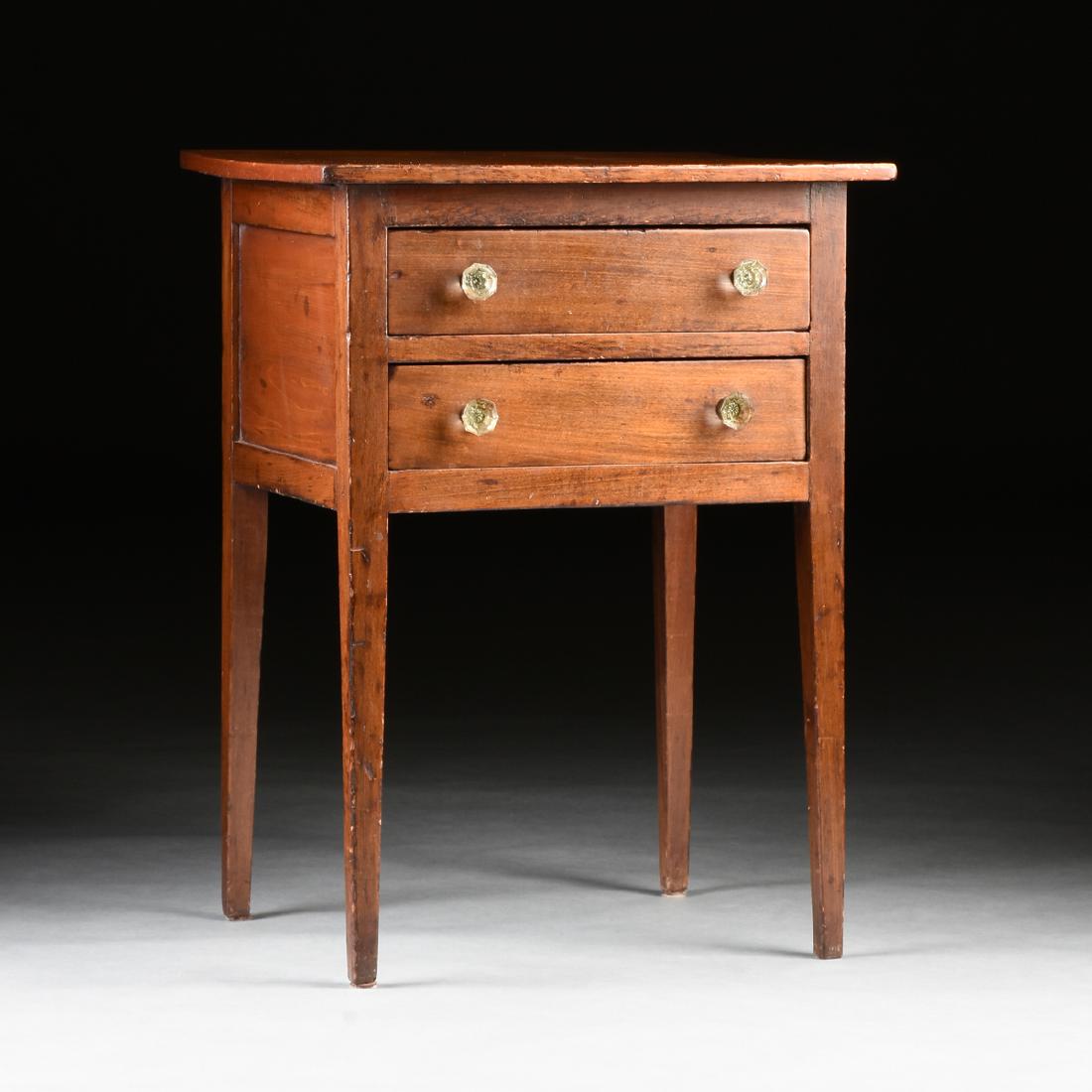 AN AMERICAN LATE FEDERAL VERNACULAR CHERRY WORK TABLE, (1 of 8)
