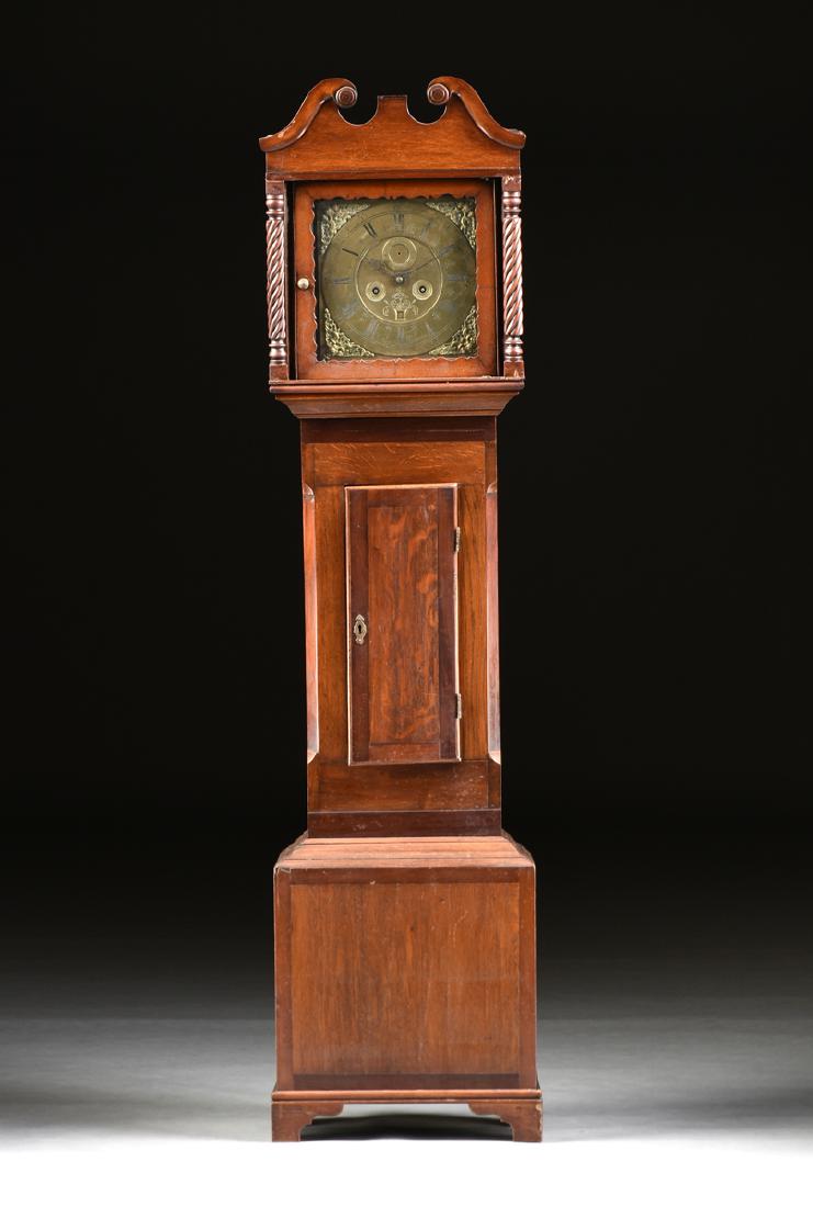A GEORGE IV/WILLIAM IV OAK TALL CASE CLOCK, 1820-1837, (1 of 10)