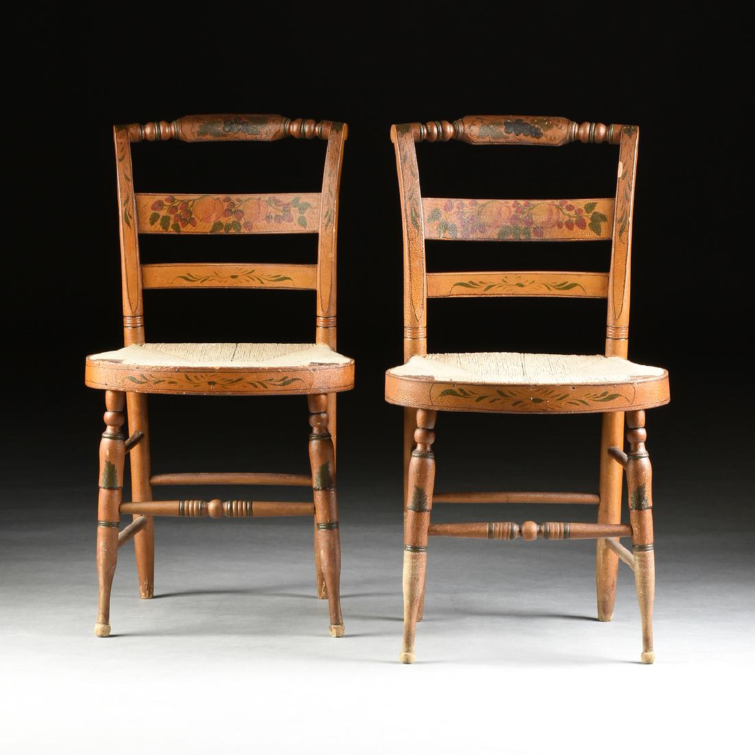 A SET OF SIX AMERICAN POLYCHROME SEYMOUR WATROUS DINING (1 of 9)