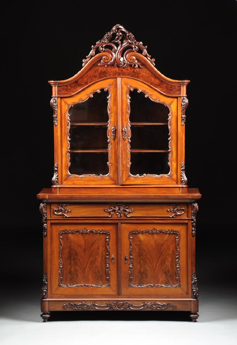 A VICTORIAN CARVED MAHOGANY CABINET VITRINE, CIRCA (1 of 8)