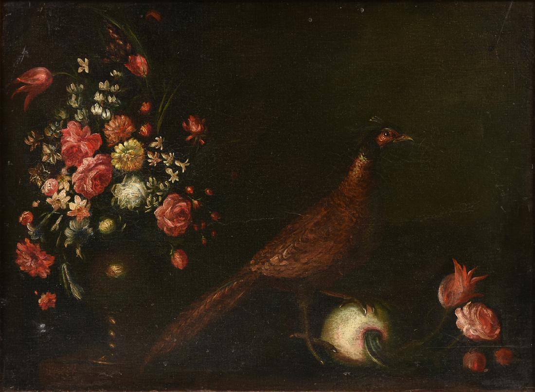 H. GRYEL, A FLORAL AND PHEASANT STILL LIFE PAINTING, (1 of 10)