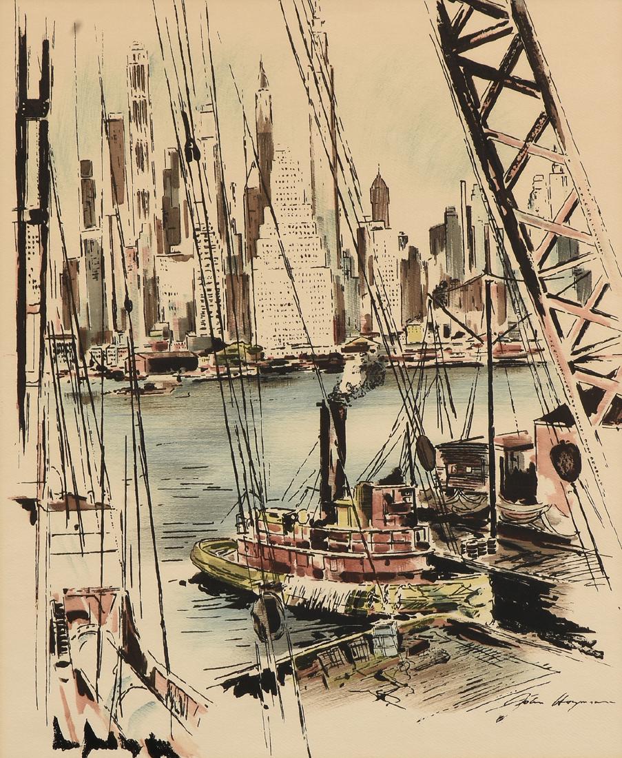 JOHN HAYMSON (American 1903-1980) A PAINTING, "Harbor," (1 of 11)