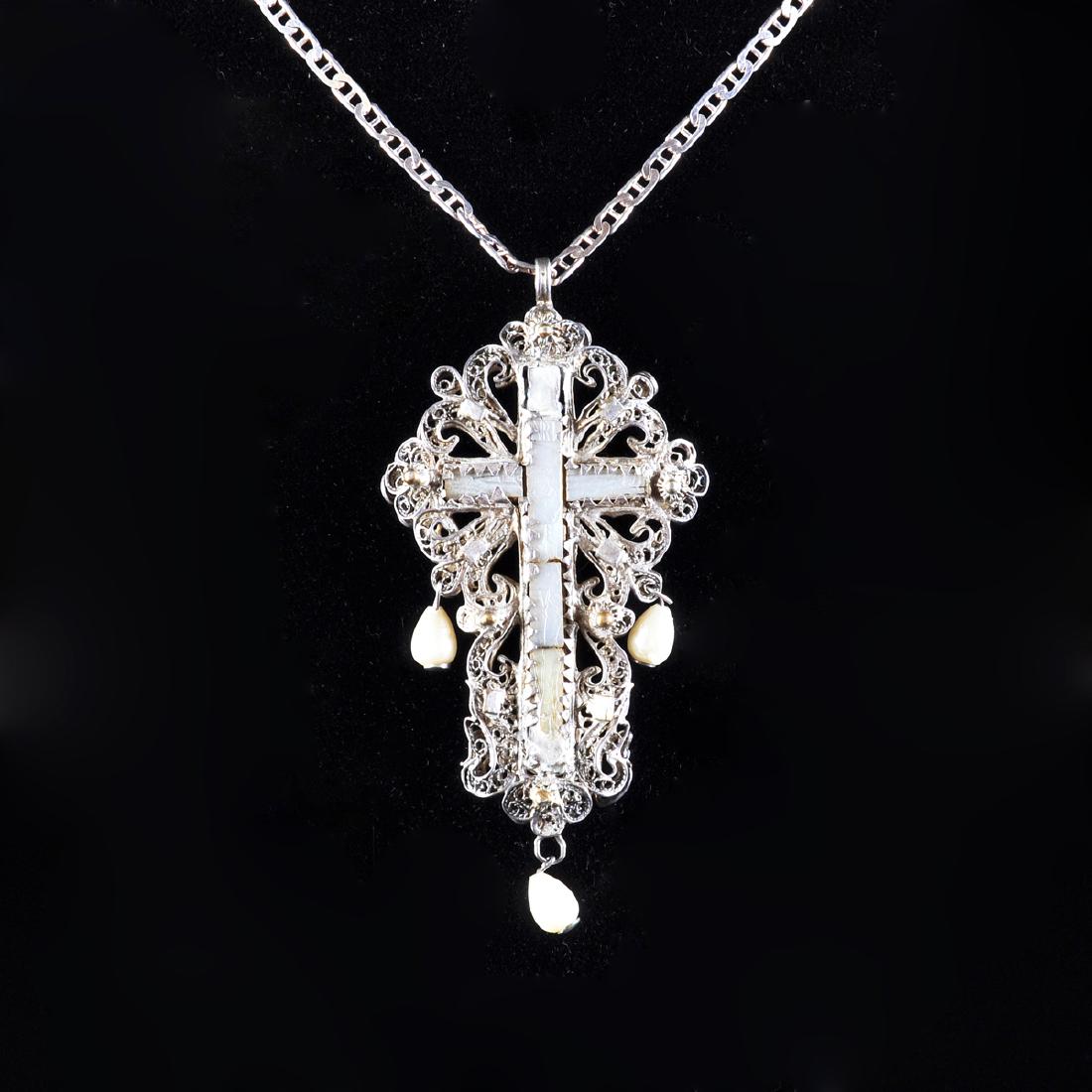 A VICTORIAN STERLING SILVER FILIGREE, MOTHER-OF-PEARL, (1 of 1)