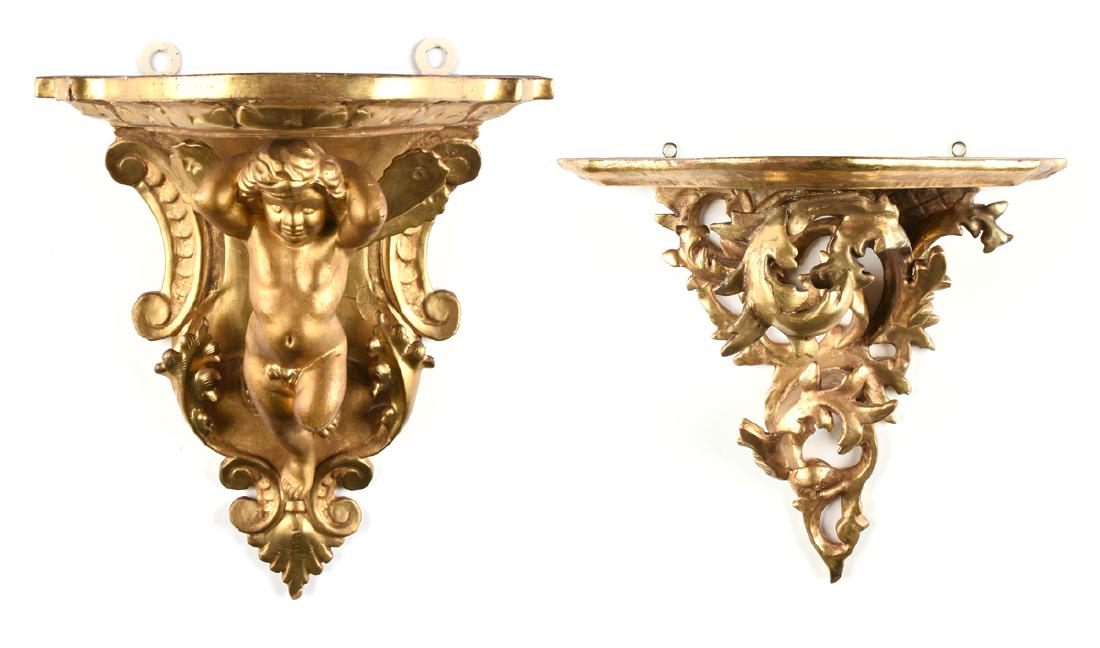 A GROUP OF TWO ROCOCO STYLE GILTWOOD AND GESSO WALL (1 of 7)