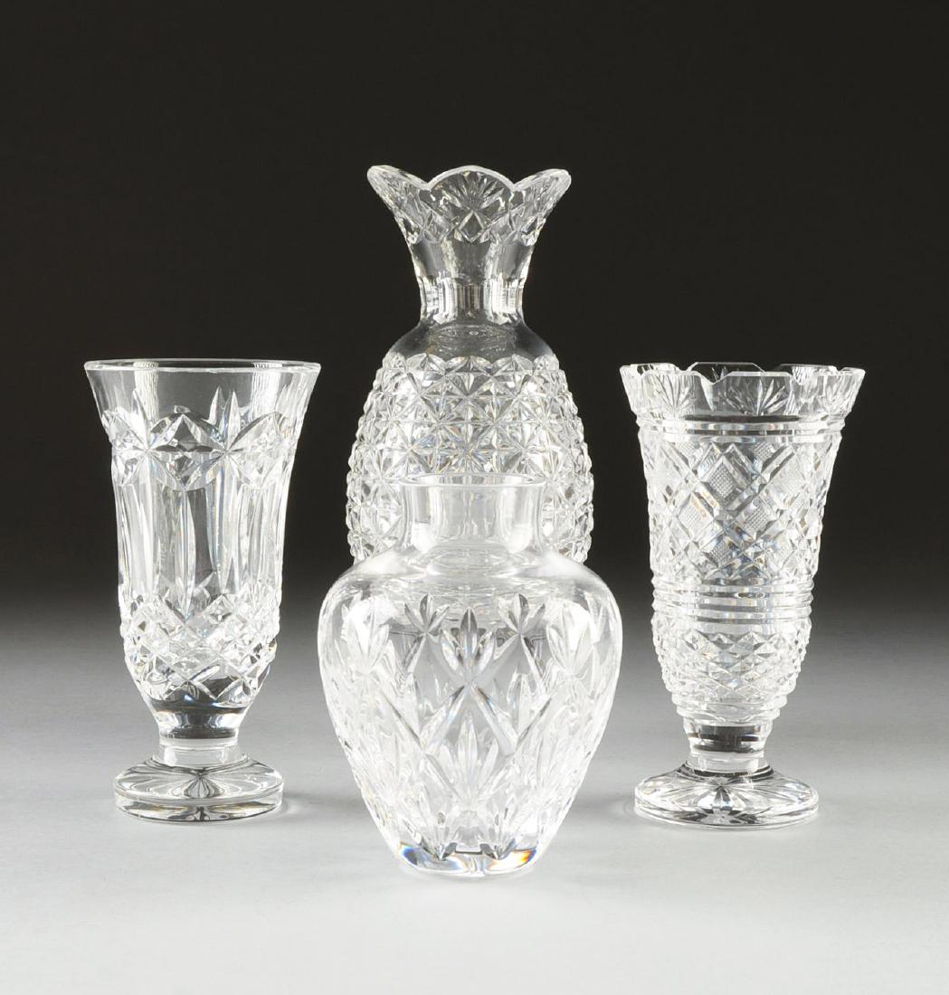 A GROUP OF FOUR IRISH AND AMERICAN CUT CRYSTAL VASES , (1 of 9)